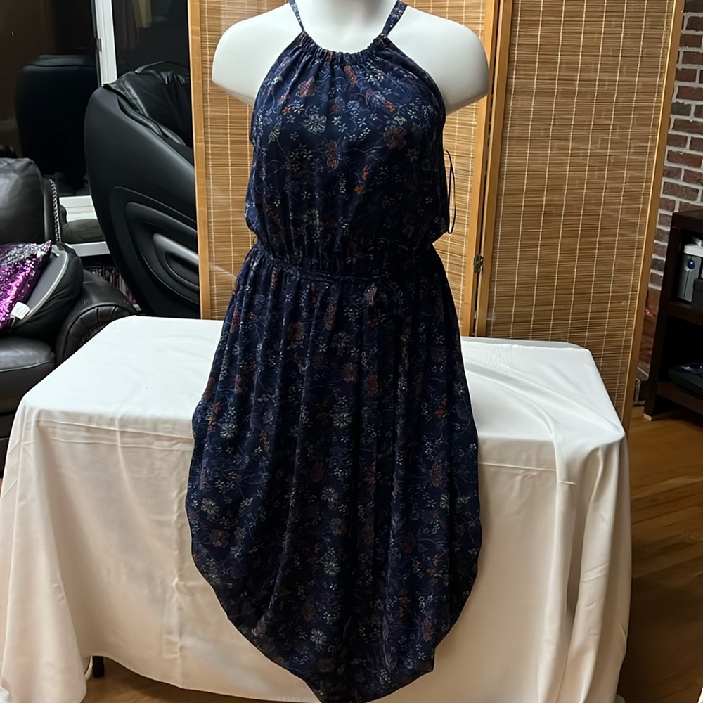 NWT ModCloth Floral on Blue Maxi Length Dress